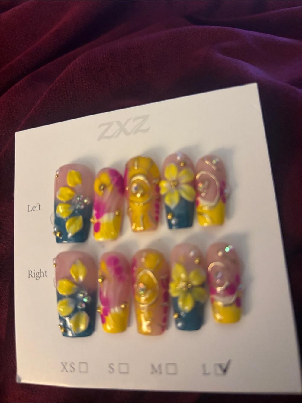 Kids Yellow & Pink Floral Press-On Nail Set